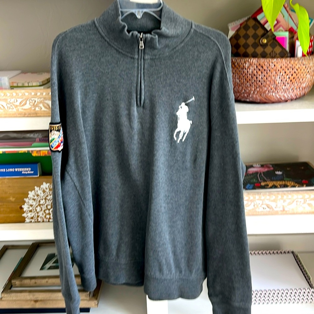 Polo charcoal gray quarter zip pullover. Like new! Size XXL.